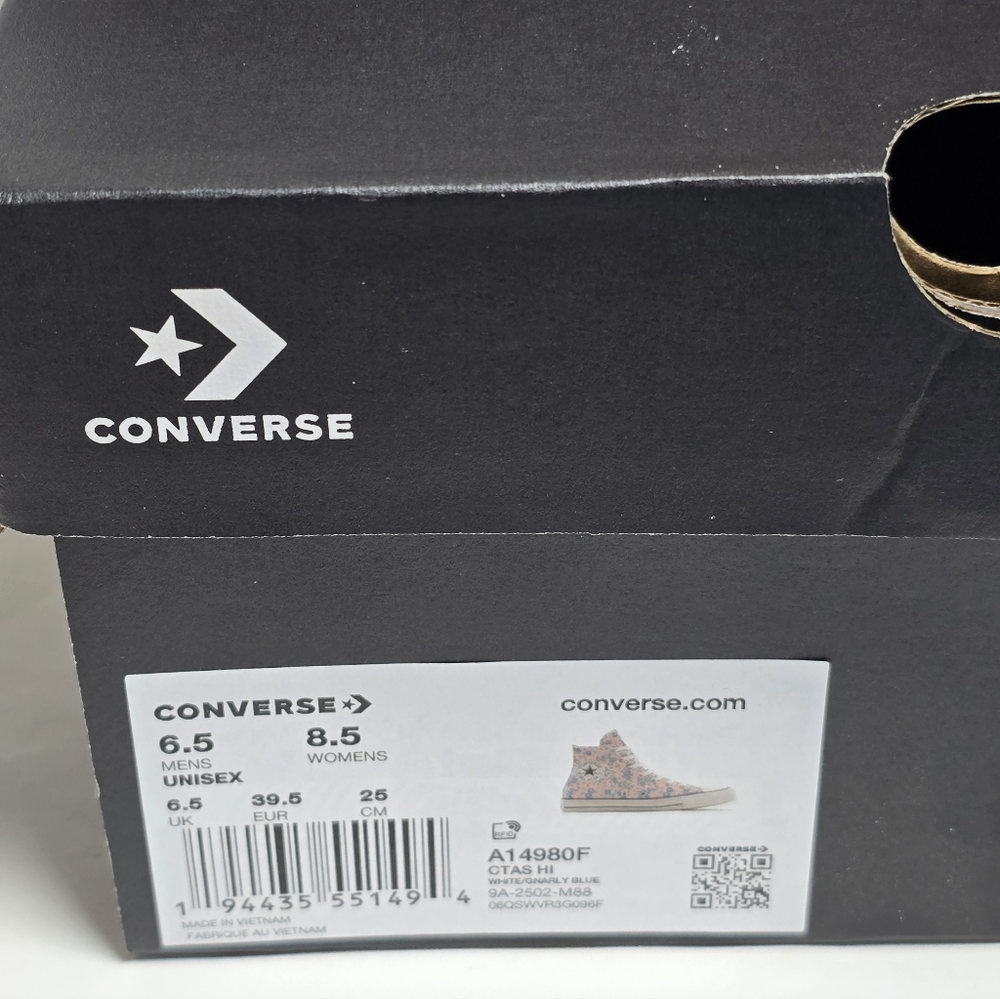 Converse Chuck Taylor All Star Floral High Top Sneakers Womens 8.5 Pink Blue NWT - Picture 3 of 8
